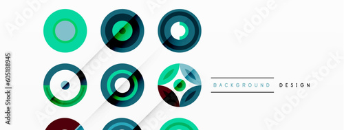 Colorful circles in a grid composition abstract background. Design for wallpaper, banner, background, landing page, wall art, invitation, prints, posters