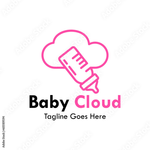 baby pacifier with cloud design logo template illustration