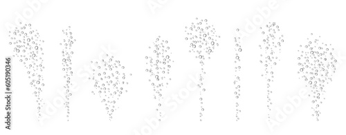 Oxygen air bubbles  flow  in water on white  background.