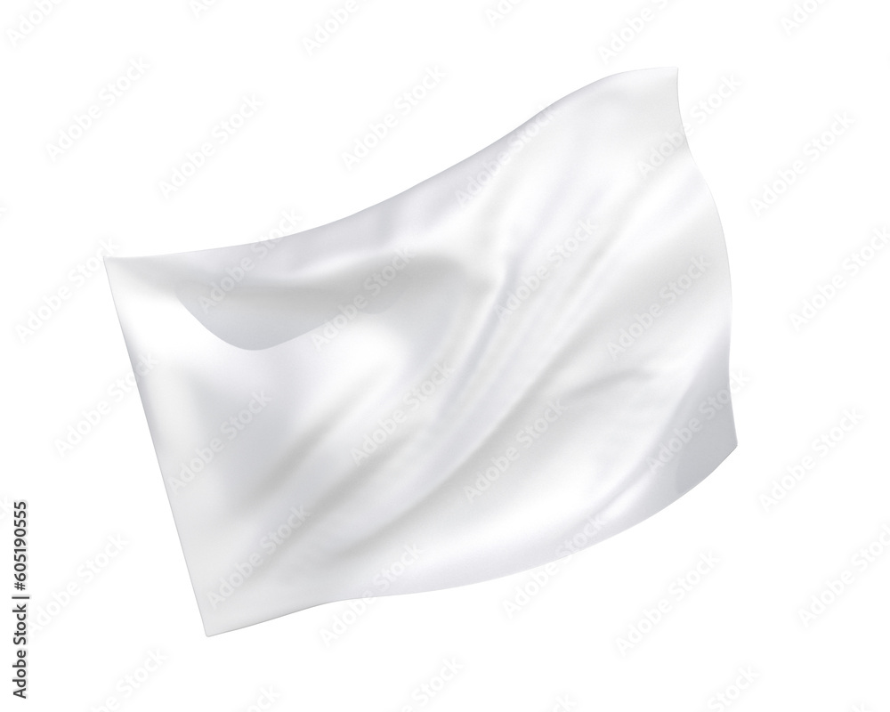Simple 3D white flag in the shape of a blowing wind Simple 3D white flag in the shape of a blowing wind
