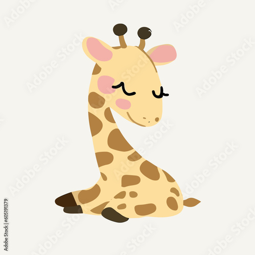 Cute little giraffe sleeping vector art