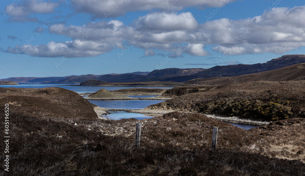 Beach and coast at Scottish Highlands. Durness Scotland. Mountains. Bay. Beach and coast at Scottish Highlands. Durness Scotland. Mountains. Bay.