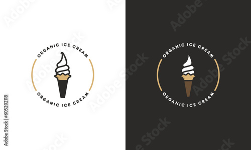 Organic ice cream logo with a white and black background.