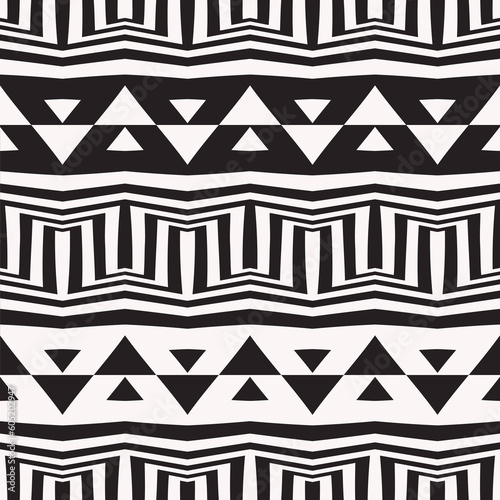 Monochrome Striped Folk Ornate Pattern