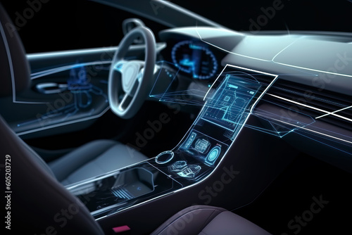 Futuristic car concept. Artificial intelligence technology. Generative Ai