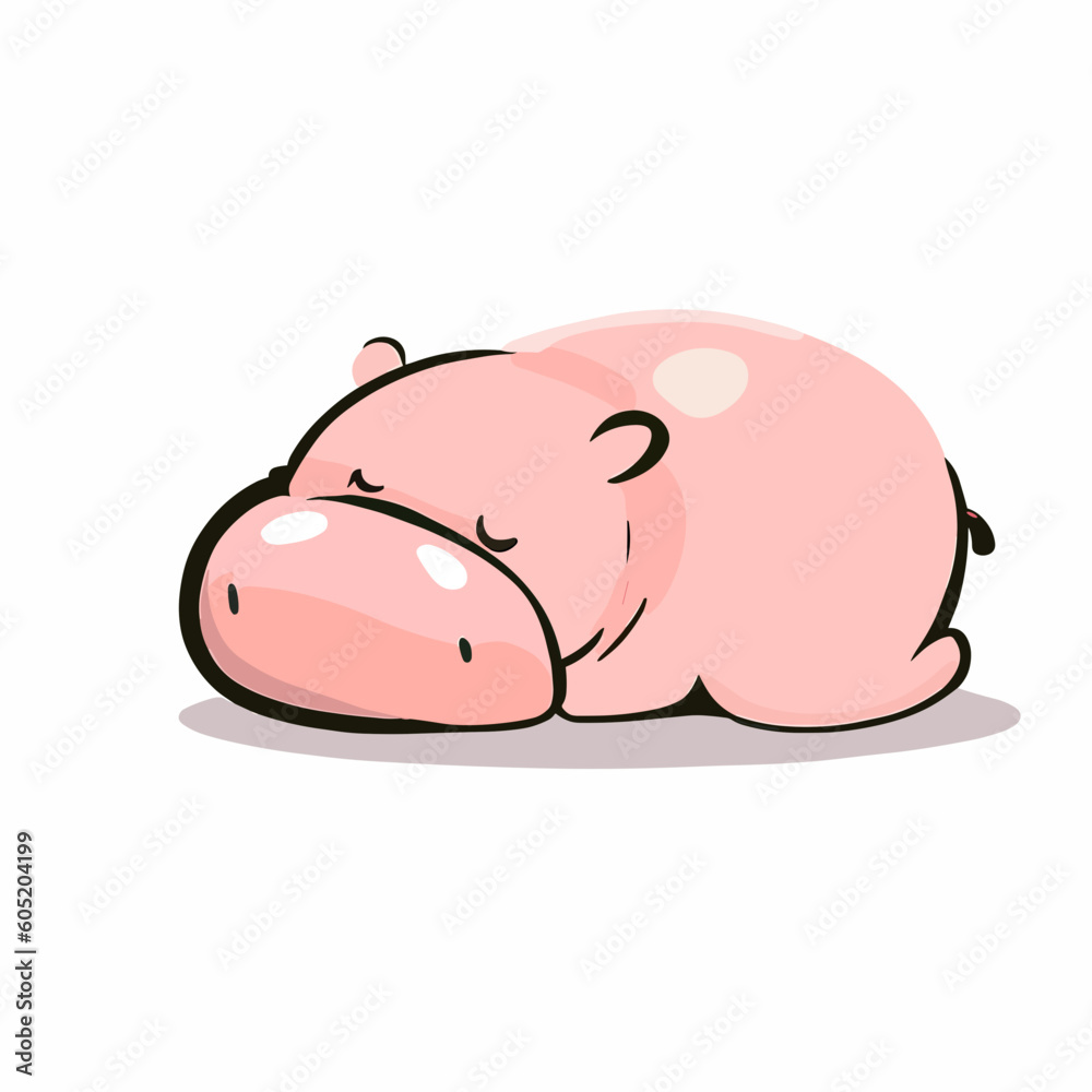 Cute little hippo / hippopotamus sleeping vector art Cute little hippo / hippopotamus sleeping vector art