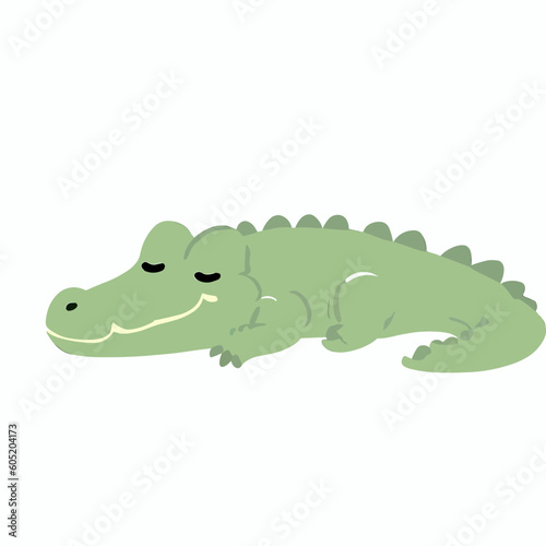 Cute little crocodile / aligator sleeping vector art
