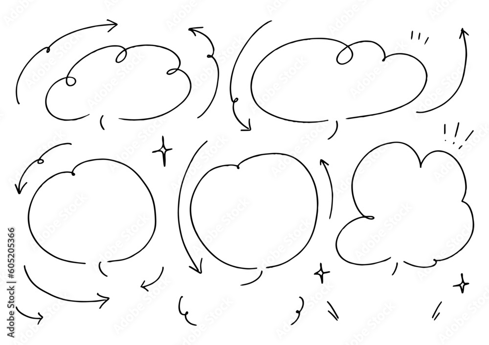 手書き吹き出しと矢印あしらいセット POP広告用 手書き吹き出しと矢印あしらいセット POP広告用