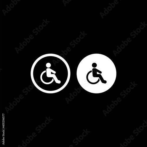 Handicapped patient in wheelchair icon  isolated on black background