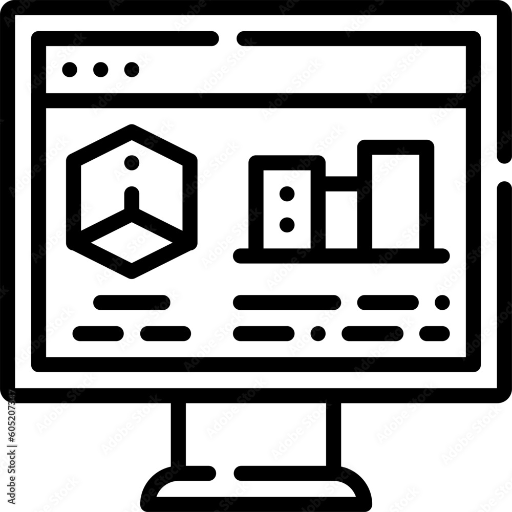 computer icon with cube image with black color computer icon with cube image with black color