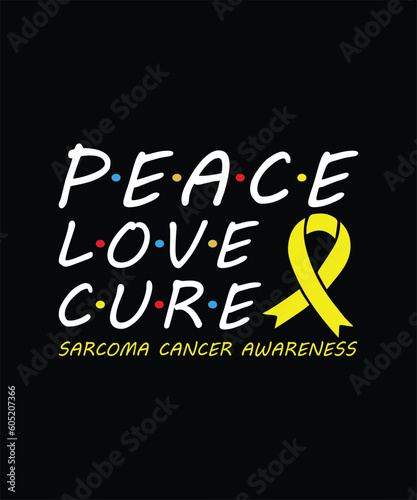 Sarcoma Cancer Awareness Peace Love Cure T-Shirt