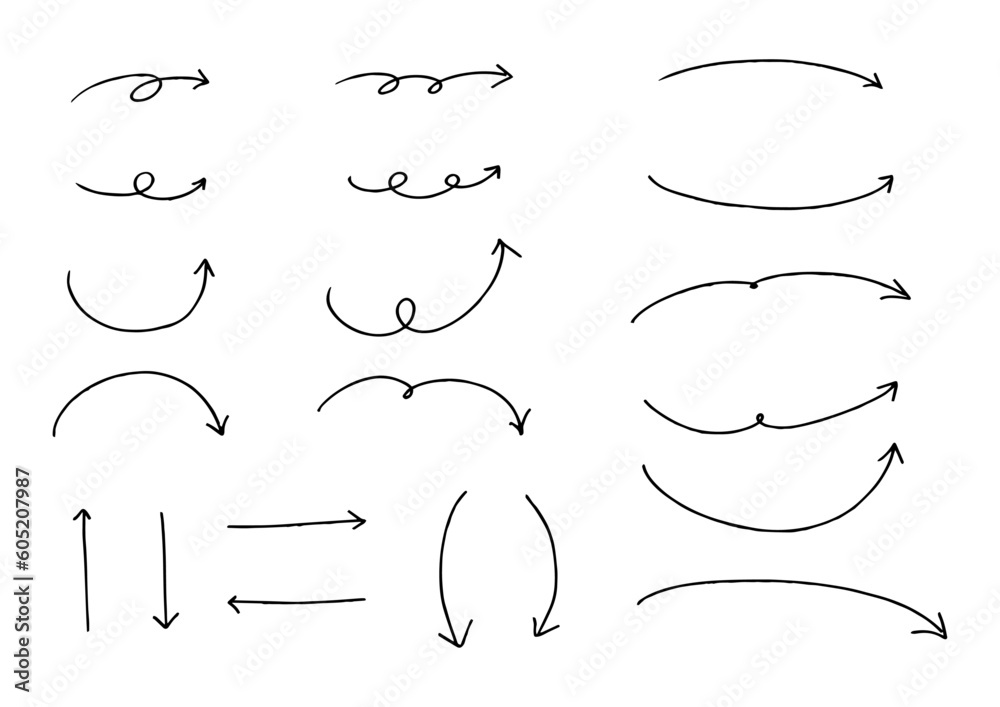手書きのかわいい矢印セット 手書きのかわいい矢印セット