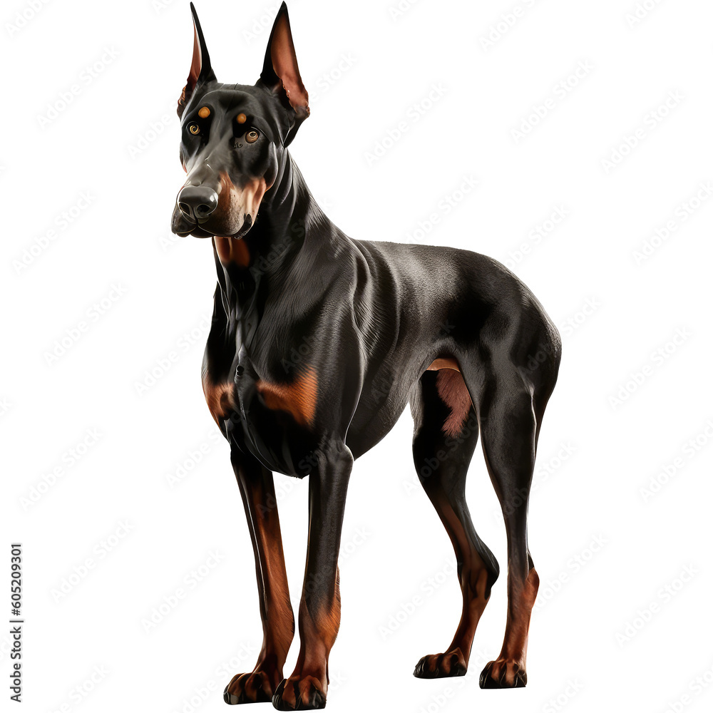 Dobermann dog on a transparant background, PNG, Generative Ai