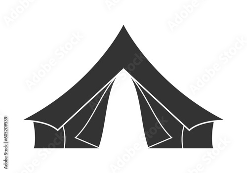 Camp or tourist tent icon. Camping logo, symbol. Vector illustration.