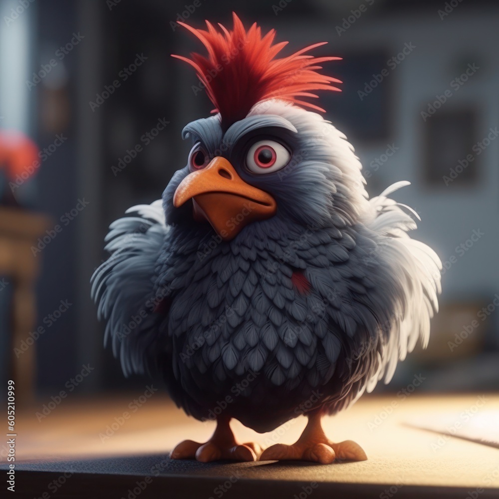 Cute rooster cartoon, generative ai