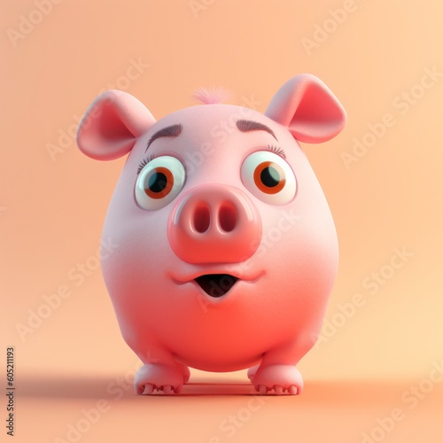Piggy cute caricature  generative ai