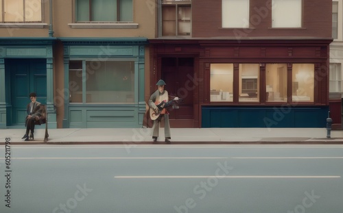 a man and woman are standing on the street - Generative AI