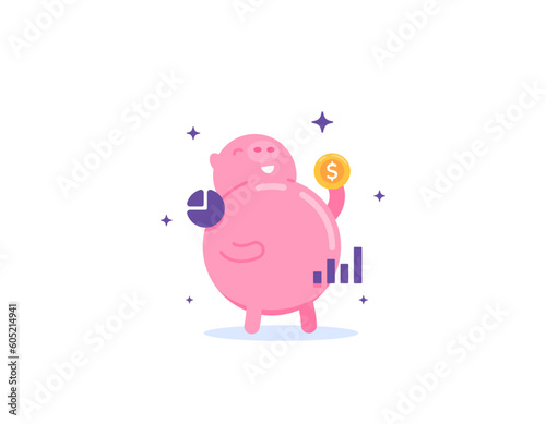 save money for future investments. full savings. finance and money management. illustration of a piggy bank that is full because it saves too much money. illustration concept design. vector elements
