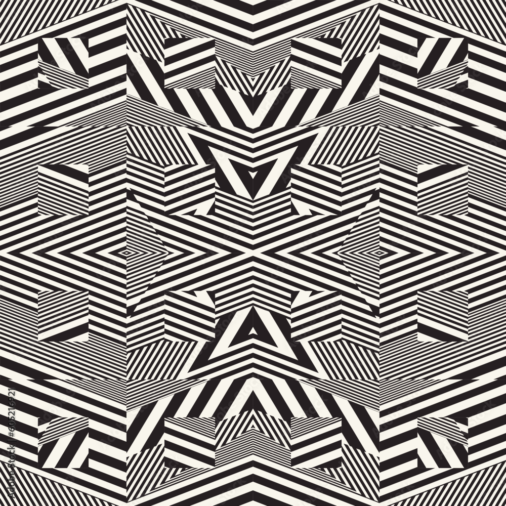 Monochrome Glitch Effect Textured Kaleidoscope Pattern Monochrome Glitch Effect Textured Kaleidoscope Pattern