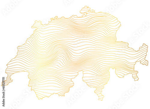 abstract map of Switzerland - vector illustration of striped gold colored map