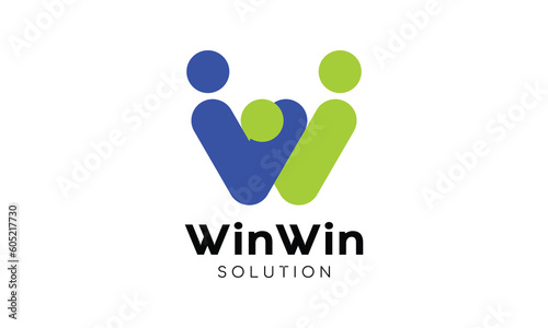 Letter W logo vector alphabet font logotype win team success concept connection cooperation solid teamwork