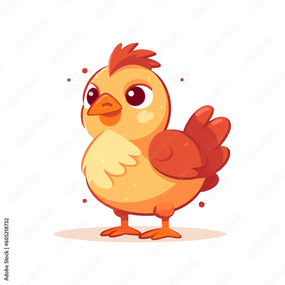 Fototapeta premium Cute Cartoon Chicken Vector Illustration