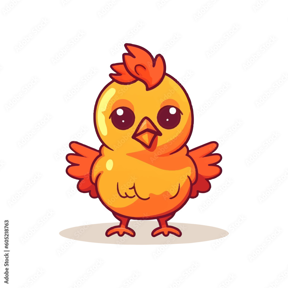 Cute Cartoon Chicken Vector Illustration