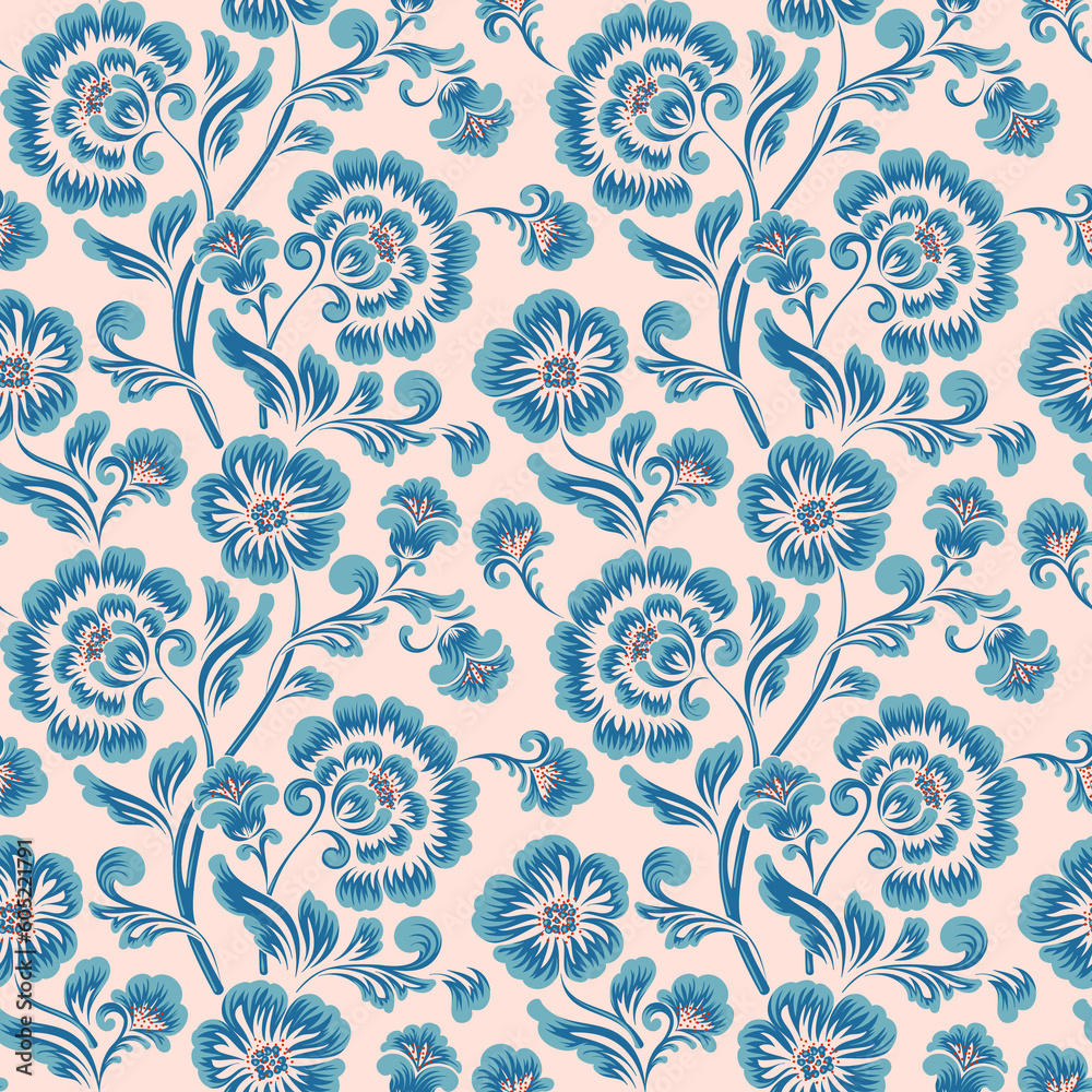 Seamless Textile Rotary Print Design