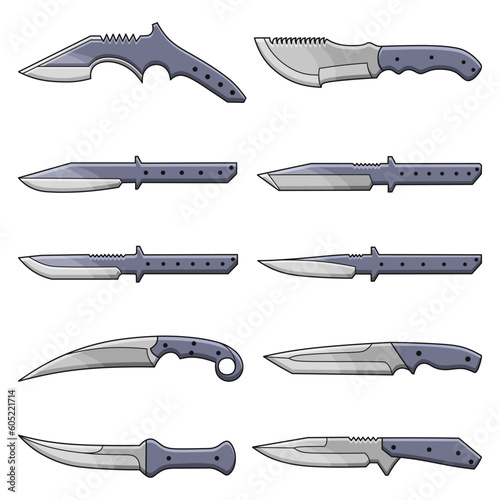 Bundle 1 various models of knives and daggers, vector premium quality