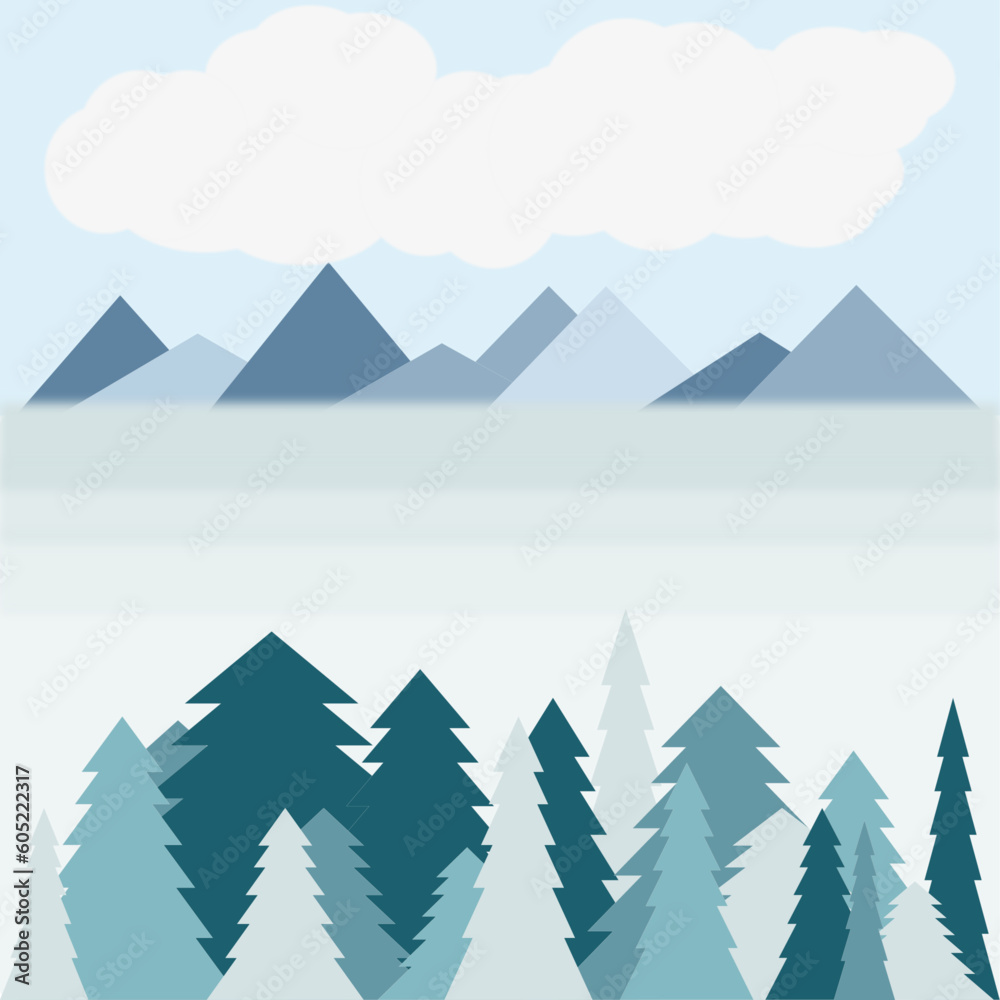 Fototapeta premium WINTER FOREST ILLUSTRATION