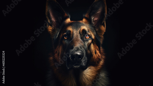 A german shepherd dog in a forest