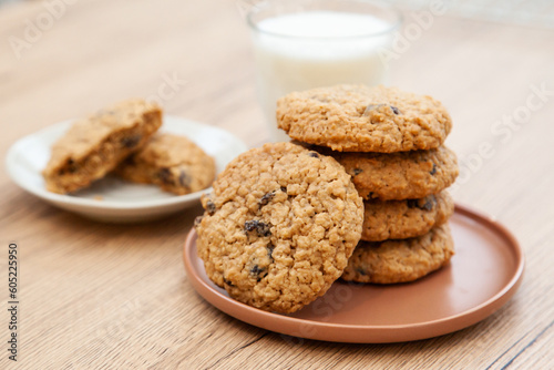 Fresh baked oatmeal and raisin soft cookie