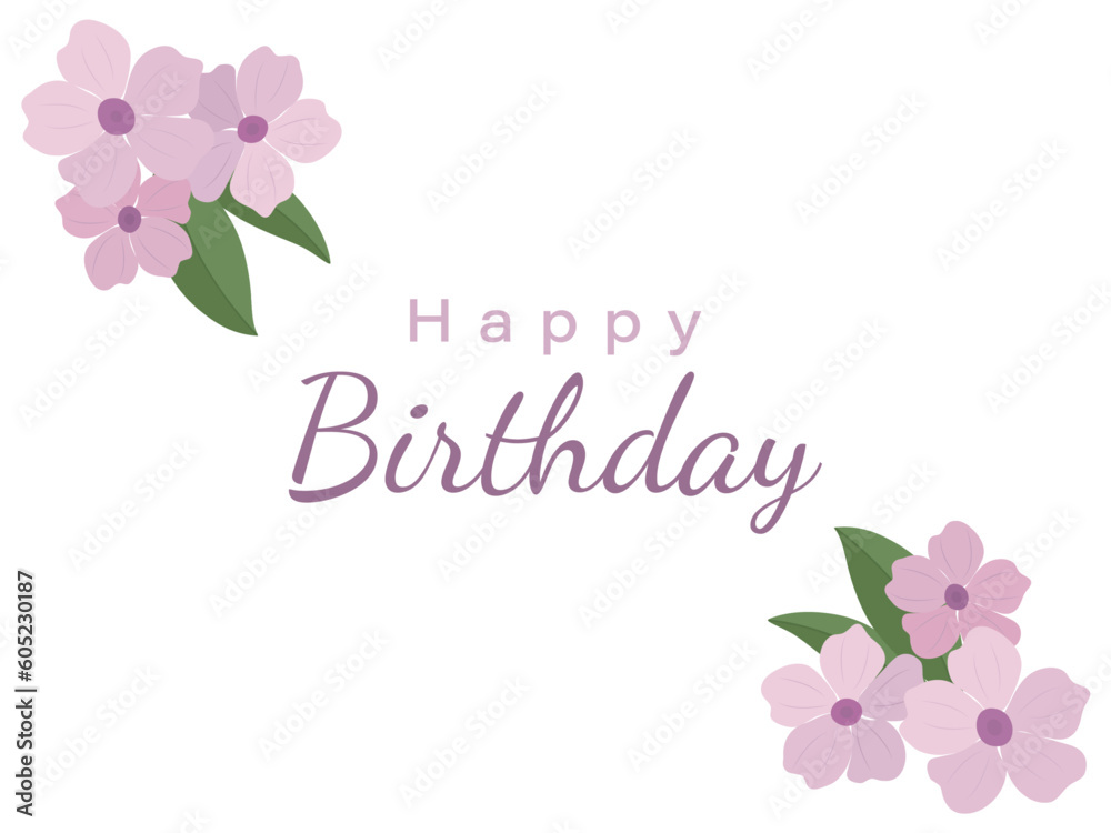 Fototapeta Happy Birthday greeting card with flowers.