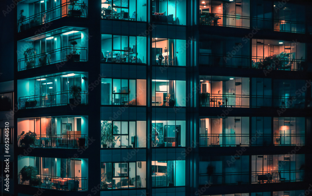 modern building with windows at night modern building with windows at night