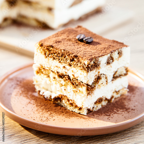 Tiramisu Cake, made from ladyfinger brushed with espresso and filled with creamy mascarpone cream