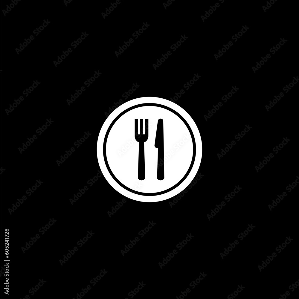 Fork And Knife icon image isolated on black background Fork And Knife icon image isolated on black background