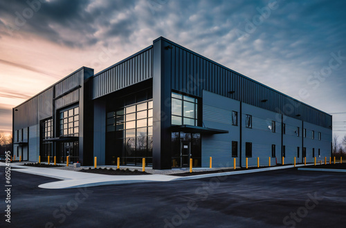 Canvas Print a large industrial building with an open door