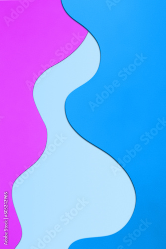 Paper blue background with shaped blue and purple elements.