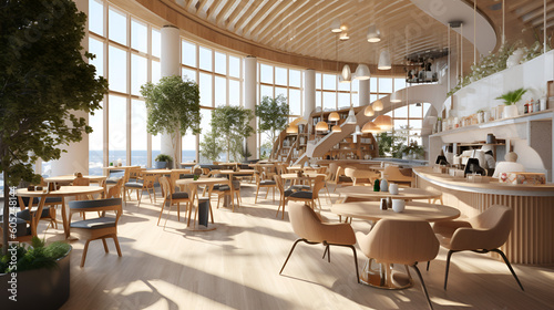 Interior of modern cafe Generative AI photo