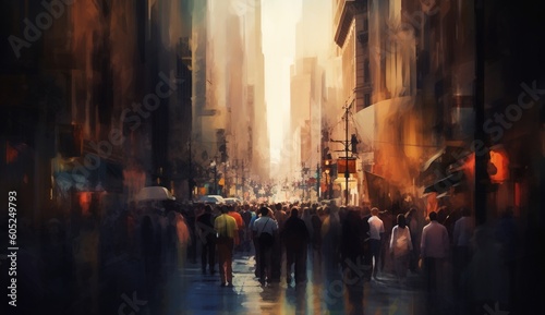 pedestrians walk in the city, blur effect © Master-L