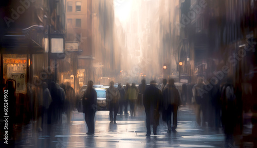 pedestrians walk in the city  blur effect