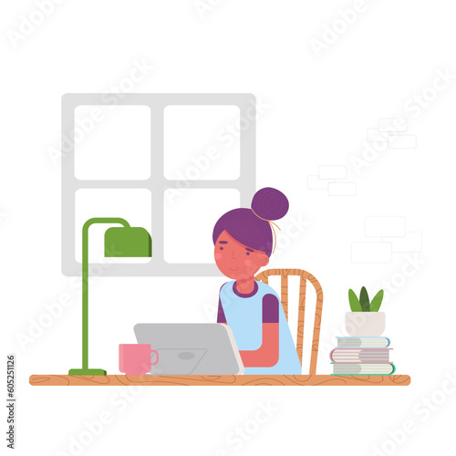 Happy yong woman using tablet