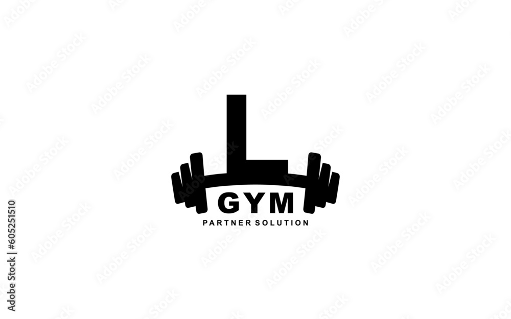 L Letter Gym fitness logo template 