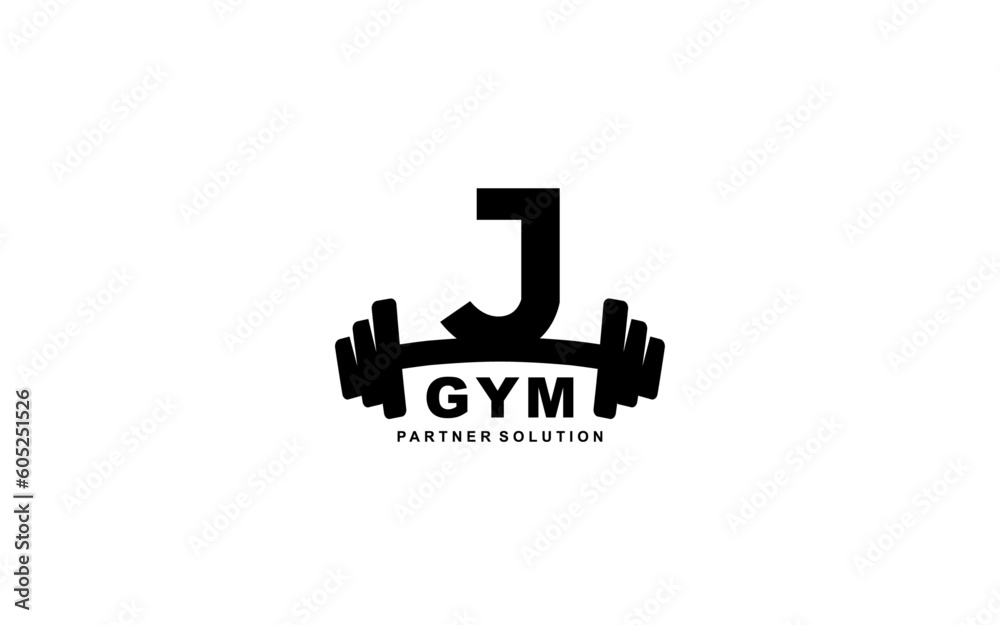 J Letter Gym fitness logo template 