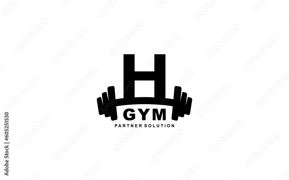H Letter Gym fitness logo template 