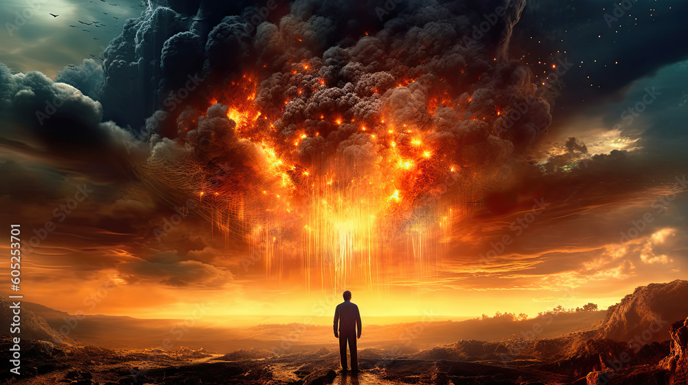 Burning sky. Generative AI image. Burning sky. Generative AI image.