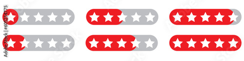 Product rating or customer review with gold stars and half star flat vector icons for apps and websites