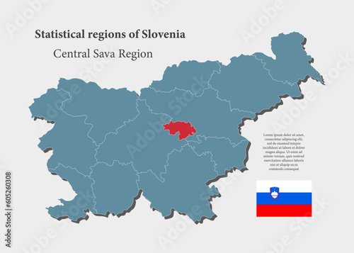 Vector map Slovenia and Central Sava region