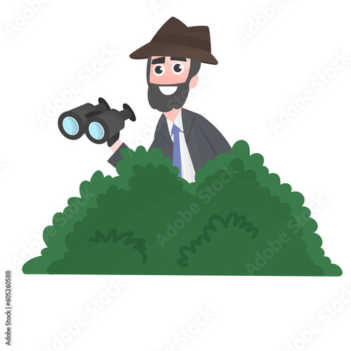 detective character design, Mystery inspector investigating case cartoon