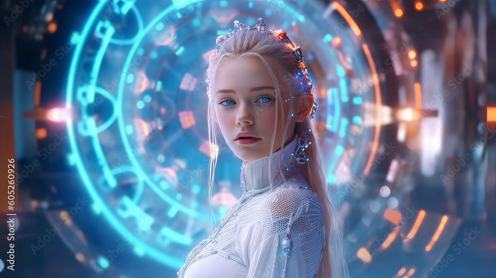 cyborg girl. Generative AI